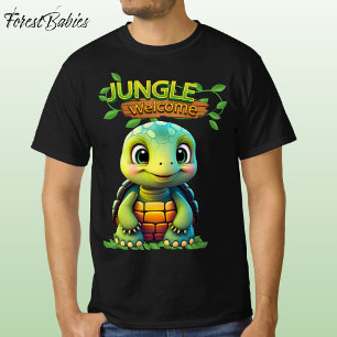 T-shirt Mignon Tortue Boîte Tortue Caractère Animal Noir �