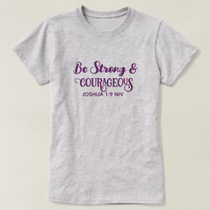 T-shirt Mignon Violet Fort et Courageux Simple Gris