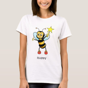 T-shirt Mignonne abeille heureuse avec une étoile sur un T