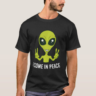 T-shirt Mignonne Alien Je Viens En Paix Espace Rave Edm Mu