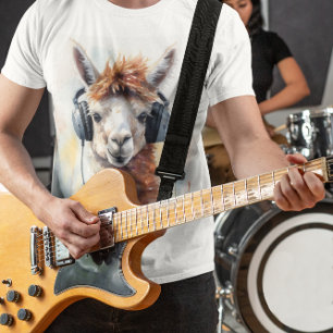 T-shirt Mignonne alpaga blanc avec casque