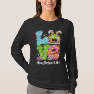 T-shirt Mignonne Amour Bunny School Bus Conducteur Vie Joy