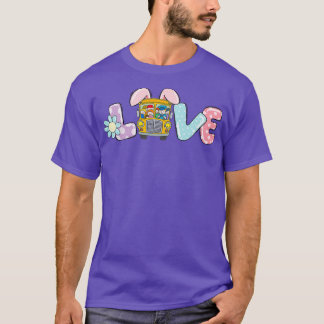 T-shirt Mignonne Amour Bunny School Bus Conducteur Vie Joy