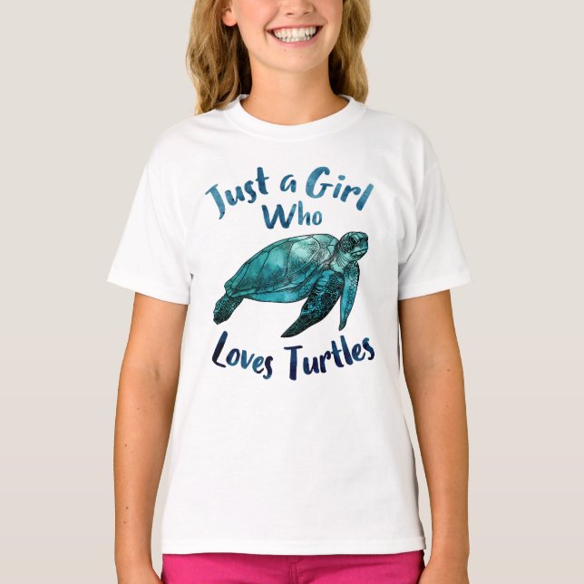 T-shirt Mignonne Aquarelle De Mer Juste Une Fille Qui Aime (Devant)