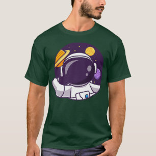 T-shirt Mignonne astronaute brandissant un trou de l'espac