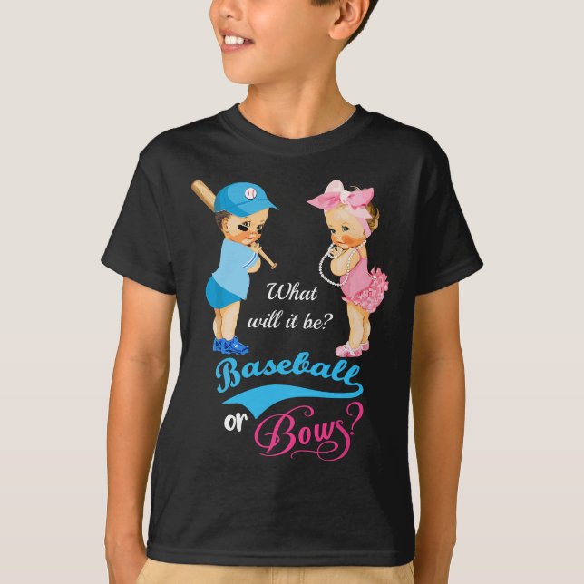 T-shirt Mignonne baseball ou Bows Genre Révéler (Devant)