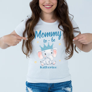T-shirt Mignonne bleu éléphant baby shower maman être mère