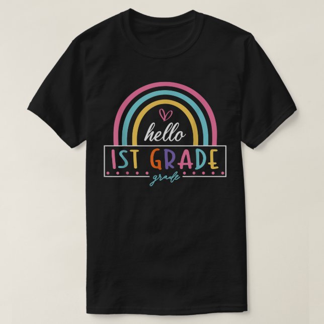 T-shirt Mignonne Bonjour 1ère année Kinder Team Retour à l (Design devant)