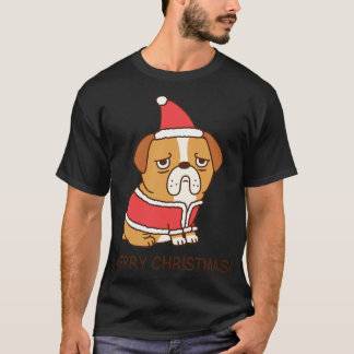 T-shirt Mignonne Bulldog en tenue du Père Noël Joyeux Noël