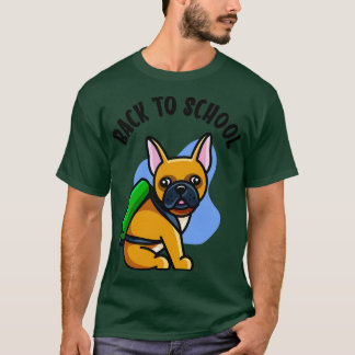 T-shirt Mignonne Bulldog Retourner À L'École Enfants Chien