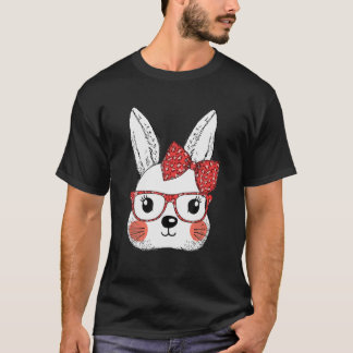 T-shirt Mignonne Bunny Visage Léopard lunettes Pâques Jour