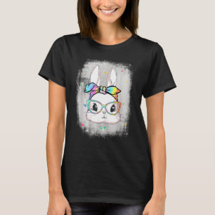 T-shirt Mignonne Bunny Visage Tie Dye Lunettes Headband Ha