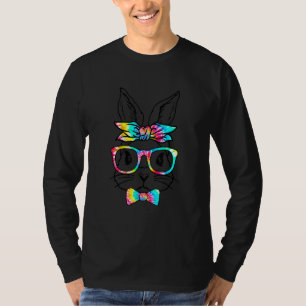 T-shirt Mignonne Bunny Visage Tie Dye Lunettes Headband Ha
