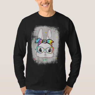 T-shirt Mignonne Bunny Visage Tie Dye Lunettes Headband Ha