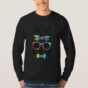T-shirt Mignonne Bunny Visage Tie Dye Lunettes Headband Ha