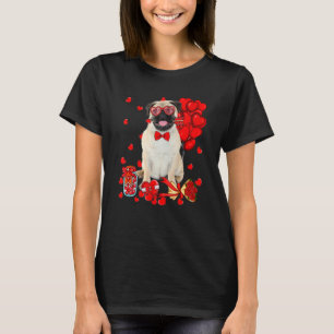 T-shirt Mignonne Carlin Chien drôle Coeur Saint Valentin C