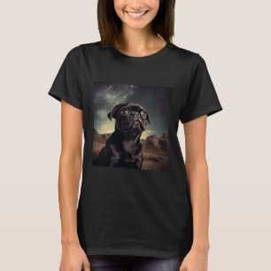 T-shirt Mignonne Carlin chiot dans l'Inspiration spatiale