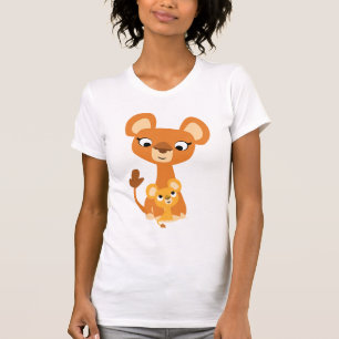 T-shirt Mignonne Cartoon Mère Lion et petit-déjeuner - T-s