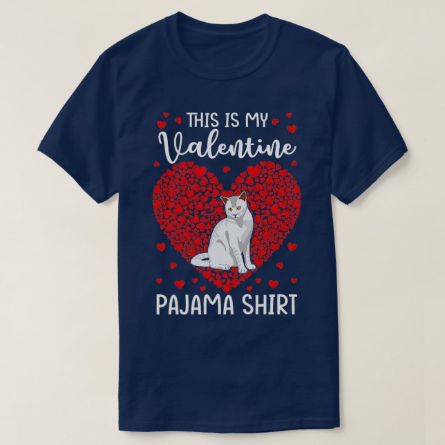 T-shirt Mignonne C'Est Ma Valentine Pajama Chat Kitten Cha (Design devant)