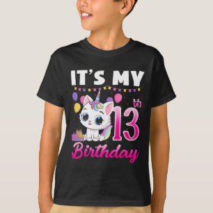 T-shirt Mignonne C'est mon 13e anniversaire Chat Unicorn 1
