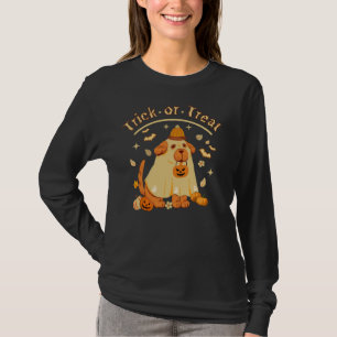 T-shirt Mignonne chien fantôme Retro Saison Éffrayante Drô