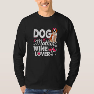 T-shirt Mignonne Chien Mère Vin Bernard Chien Fête des Mèr