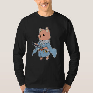 T-shirt Mignonne Chien Samurai En Vêtements Traditionnels