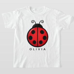 T-shirt Mignonne coccinelle rouge avec nom personnalisé -