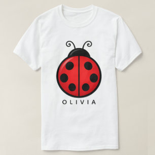 T-shirt Mignonne coccinelle rouge personnalisée avec nom -