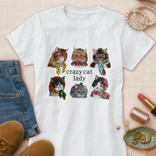 T-shirt Mignonne Dame Folle des Chats – Amuseur Amateur de