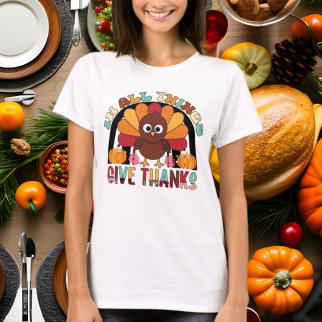 T-shirt mignonne dinde Thanksgiving mot art (Créateur téléchargé)