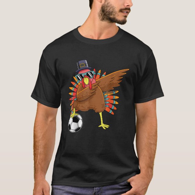 T-shirt Mignonne Drôle de football Thanksgiving Dabbing Tu (Devant)