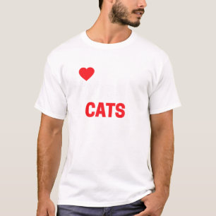 T-shirt Mignonne Drôle J'Aime Chats Pour Kitten Kitty Love