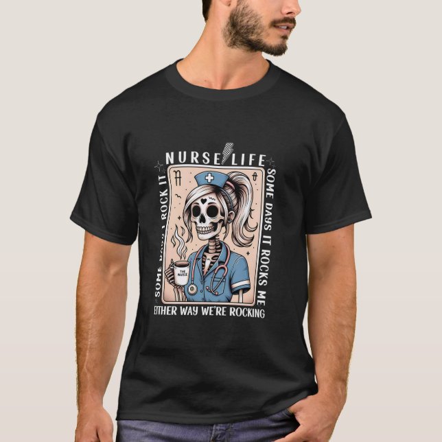 T-shirt Mignonne Drôle Skeleton Nurlife Quelques Jours Je  (Devant)