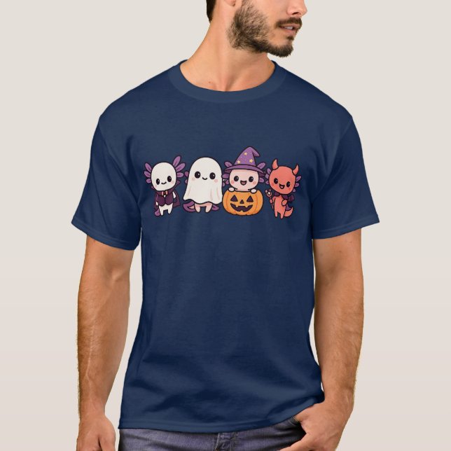 T-shirt Mignonne et simple Axolotl en costume d'Halloween (Devant)