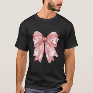 T-shirt Mignonne Fantôme Saison Éffrayante Pink Ghost Bow