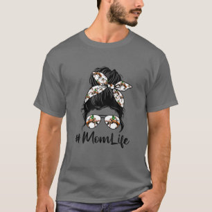 T-shirt Mignonne Fête des Mères Messy Bun Lutte Maman Mama