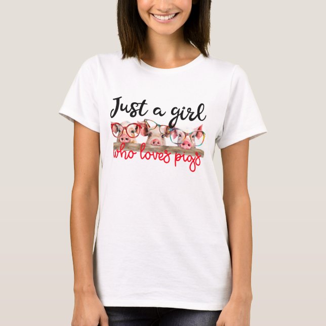 T-shirt Mignonne fille aime les cochons (Devant)
