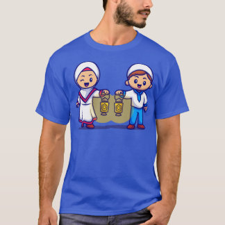 T-shirt Mignonne Fille Et Moslem Garçon Apportez Une Lampe