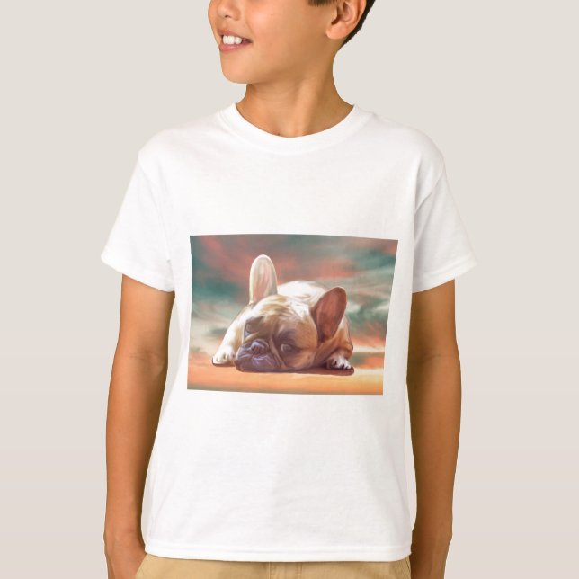 T-shirt Mignonne French Bulldog Eau Couleur Art Peinture (Devant)
