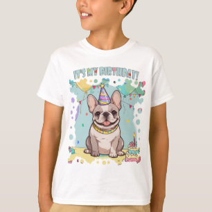 T-shirt Mignonne French Bulldog Pastel C'est mon anniversa