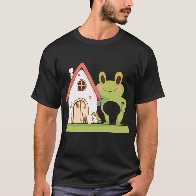 T-shirt mignonne grenouille caricature (Devant)