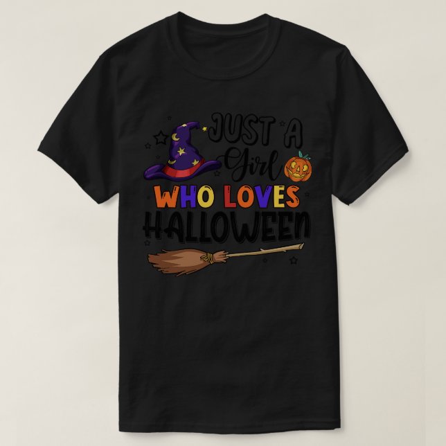 T-shirt Mignonne Juste Une Fille Qui Aime Halloween sorciè (Design devant)