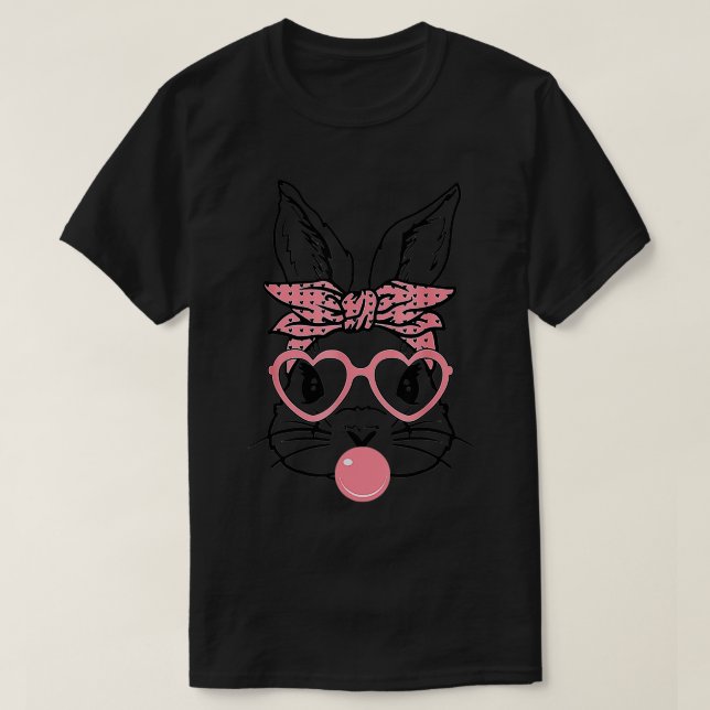 T-shirt Mignonne Lapin Avec Lunettes De Coeur Bandana Bubb (Design devant)