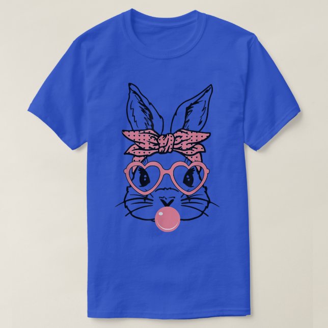 T-shirt Mignonne Lapin Avec Lunettes De Coeur Bandana Bubb (Design devant)
