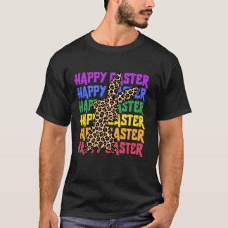T-shirt Mignonne lapin de léopard Drôle Joyeux Jour de Pâq