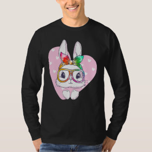 T-shirt Mignonne lapin de Pâques visage Tie Dye Bow lunett