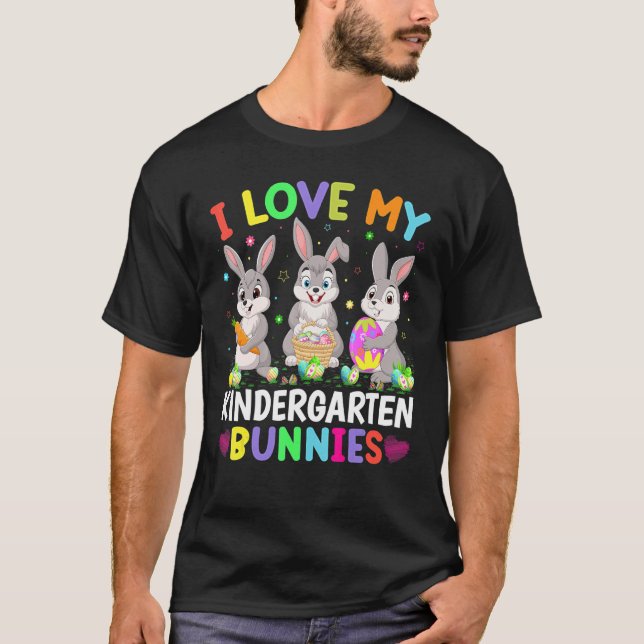 T-shirt Mignonne Lapin J'Aime Mon Enfant Gardergarten Bunn (Devant)