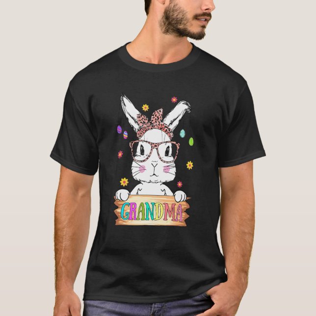 T-shirt Mignonne lapin portant le Masque Visage Grand-mère (Devant)