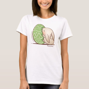 T-shirt Mignonne lapin poussant l'oeuf vert de Pâques